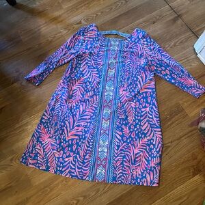 Vibrant Pink and Blue Patterned Dress